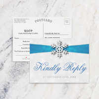 Diamante Snowflake & Blue Ribbon Winter Wedding