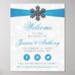 Diamante Snowflake & Blue Ribbon Winter Wedding Foil Prints<br><div class="desc">Celebrate in style with this elegant and very trendy real foil pressed wedding welcome sign. The design is easy to personalise with your own wording and your family and friends will be thrilled when they see this fabulous welcome sign. Matching wedding items can be found in the collection.</div>