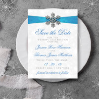 Diamante Snowflake & Blue Ribbon Winter Wedding