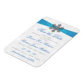 Diamante Snowflake & Blue Ribbon Winter Wedding Magnet (Left Side)