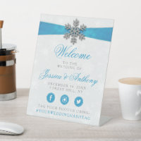 Diamante Snowflake & Blue Ribbon Winter Wedding