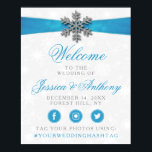 Diamante Snowflake & Blue Ribbon Winter Wedding Poster<br><div class="desc">The diamanté snowflake & blue ribbon wedding collection is perfect for any couple planning a romantic winter wedding celebration. The design features a light silvery grey and white snowflake textured background with a diamanté snowflake on top of a silky looking ribbon. The wording incorporates the same silvery grey and blue...</div>