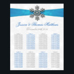 Diamante Snowflake & Blue Ribbon Winter Wedding Poster<br><div class="desc">The diamante snowflake & blue ribbon wedding collection is perfect for any couple planning a romantic winter wedding celebration. The design features a light silvery grey and white snowflake textured background with a diamante snowflake on top of a silky looking ribbon. The wording incorporates the same silvery grey and blue...</div>