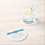 Diamante Snowflake & Blue Ribbon Winter Wedding Round Paper Coaster<br><div class="desc">Celebrate in style with these elegant and very trendy wedding coasters. The design is easy to personalise with your own wording and your family and friends will be thrilled when they see these fabulous coasters. Matching items can be found in the collection.</div>
