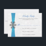 Diamante Snowflake & Blue Ribbon Winter Wedding RSVP Card<br><div class="desc">The diamante snowflake & blue ribbon wedding collection is perfect for any couple planning a romantic winter wedding celebration. The design features a light silvery grey and white snowflake textured background with a diamante snowflake on top of a silky looking ribbon. The wording incorporates the same silvery grey and blue...</div>