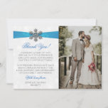 Diamante Snowflake & Blue Ribbon Winter Wedding Thank You Card<br><div class="desc">Give thanks in style with these elegant and very trendy wedding photo thank you cards. The design is easy to personalise with your own special thank you wording and a photo of your choice and your guests will be thrilled when they receive these fabulous thank you cards. Matching wedding items...</div>