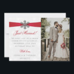 Diamante Snowflake & Red Ribbon Winter Wedding Announcement<br><div class="desc">Let everyone know you did it,  you married in style with these elegant and very trendy wedding announcement cards. The design is easy to personalise with your special event wording and your family and friends will be thrilled when they receive these fabulous marriage announcement cards.</div>