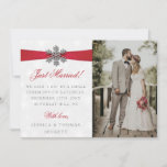 Diamante Snowflake & Red Ribbon Winter Wedding Announcement<br><div class="desc">Let everyone know you did it,  you married in style with these elegant and very trendy wedding announcement cards. The design is easy to personalise with your special event wording and your family and friends will be thrilled when they receive these fabulous marriage announcement cards.</div>