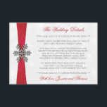 Diamante Snowflake & Red Ribbon Winter Wedding Enclosure Card<br><div class="desc">The diamante snowflake & red ribbon wedding collection is perfect for any couple planning a romantic winter wedding celebration. The design features a light silvery grey and white snowflake textured background with a diamante snowflake on top of a silky looking ribbon. The wording incorporates the same silvery grey and red...</div>