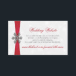Diamante Snowflake & Red Ribbon Winter Wedding Enclosure Card<br><div class="desc">The diamante snowflake & red ribbon wedding collection is perfect for any couple planning a romantic winter wedding celebration. The design features a light silvery grey and white snowflake textured background with a diamante snowflake on top of a silky looking ribbon. The wording incorporates the same silvery grey and red...</div>