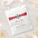 Diamante Snowflake & Red Ribbon Winter Wedding Favour Bags<br><div class="desc">Celebrate in style with these elegant and very trendy wedding favour bags. The design is easy to personalise with your special event wording and your guests will be thrilled when they see these fabulous favour bags. Matching wedding items can be found in the collection.</div>