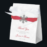Diamante Snowflake & Red Ribbon Winter Wedding Favour Box<br><div class="desc">Celebrate in style with these elegant and very trendy wedding favour boxes. The design is easy to personalise with your own wording and your family and friends will be thrilled when they receive this fabulous favour boxes. Matching items can be found in the collection.</div>