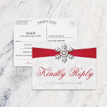 Diamante Snowflake & Red Ribbon Winter Wedding Foil Invitation Postcard<br><div class="desc">Celebrate in style with these elegant winter wedding real foil pressed RSVP postcards. This design is easy to personalise with your own wording and your guests will be thrilled when they receive these fabulous postcards.</div>