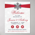 Diamante Snowflake & Red Ribbon Winter Wedding Foil Prints<br><div class="desc">Celebrate in style with this elegant and very trendy real foil pressed wedding welcome sign. The design is easy to personalise with your own wording and your family and friends will be thrilled when they see this fabulous welcome sign. Matching wedding items can be found in the collection.</div>