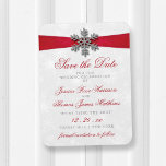 Diamante Snowflake & Red Ribbon Winter Wedding Magnet<br><div class="desc">The diamante snowflake & red ribbon wedding collection is perfect for any couple planning a romantic winter wedding celebration. The design features a light silvery gray and white snowflake textured background with a diamante snowflake on top of a silky looking ribbon. The wording incorporates the same silvery gray and red...</div>