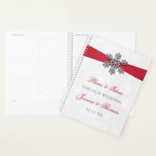 Diamante Snowflake & Red Ribbon Winter Wedding Planner