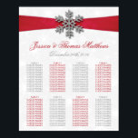 Diamante Snowflake & Red Ribbon Winter Wedding Poster<br><div class="desc">The diamante snowflake & red ribbon wedding collection is perfect for any couple planning a romantic winter wedding celebration. The design features a light silvery grey and white snowflake textured background with a diamante snowflake on top of a silky looking ribbon. The wording incorporates the same silvery grey and red...</div>