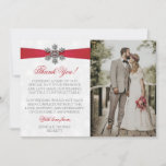 Diamante Snowflake & Red Ribbon Winter Wedding Thank You Card<br><div class="desc">Give thanks in style with these elegant and very trendy wedding photo thank you cards. The design is easy to personalise with your own special thank you wording and a photo of your choice and your guests will be thrilled when they receive these fabulous thank you cards. Matching wedding items...</div>