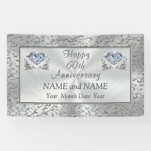 Diamond 60th Anniversary Banner with YOUR TEXT