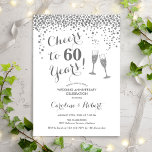 Diamond 60th Anniversary - Cheers to 60 Years Invitation<br><div class="desc">Diamond 60th wedding anniversary invitation. Cheers to 60 Years! Elegant design in white and silver. Features champagne glasses, script font and confetti. Perfect for a stylish celebration of 60 years of marriage. Printed Zazzle invitations or instant download digital template. Can be customised to show any year! Personalise with your own...</div>