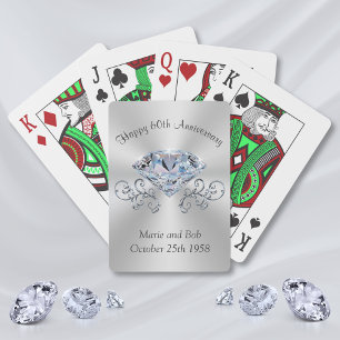 Diamond 60th Anniversary Playing Cards, Your Text Cards