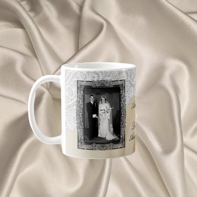 Diamond 60th Elegant Photo Wedding Anniversary Coffee Mug (Creator Uploaded)