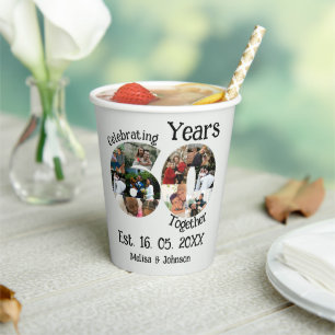 Diamond 60th Wedding Anniversary 10 Photo Collage Paper Cups
