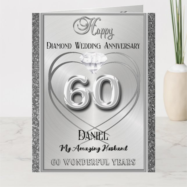 Diamond 60th Wedding Anniversary Card For Husband  (Front)
