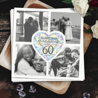 Diamond 60th wedding Anniversary heart four photos