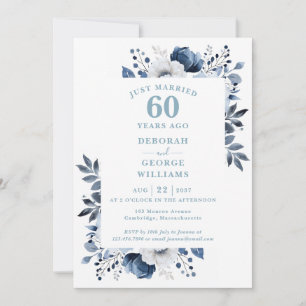 Diamond 60th Wedding Anniversary Monogram Floral Invitation