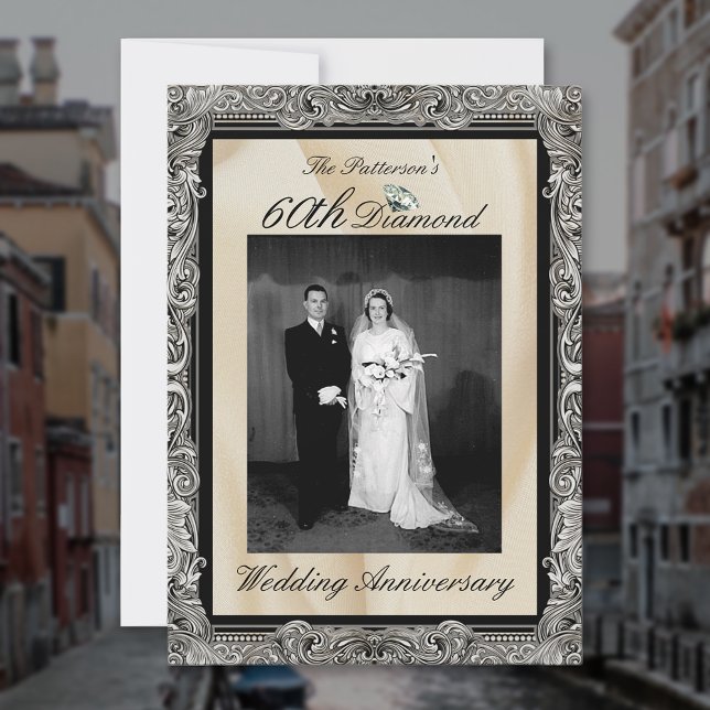 Diamond 60th Wedding Anniversary Photo Frame Invitation (Creator Uploaded)