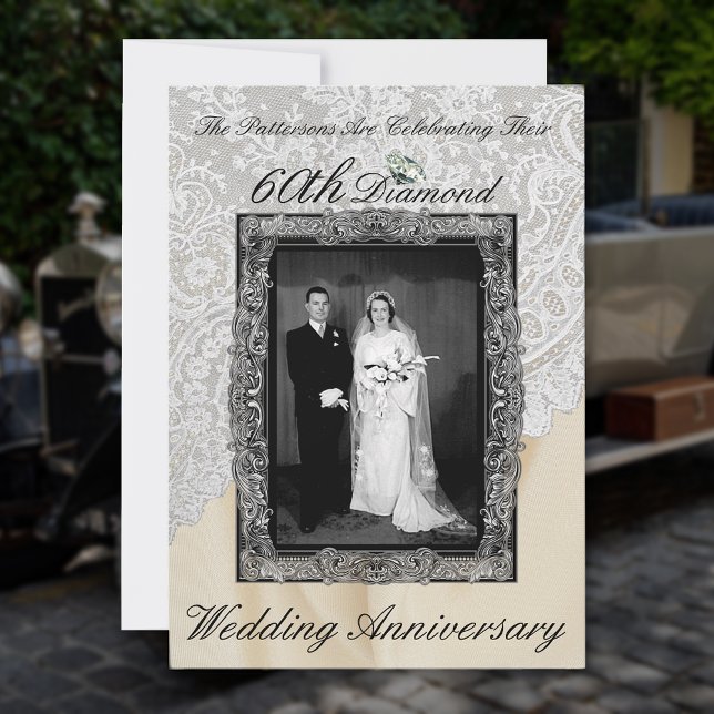 Diamond 60th Wedding Anniversary Photo Invitation (Creator Uploaded)