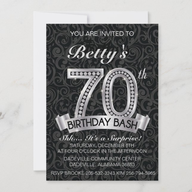Diamond 70th Birthday Invitation (Front)