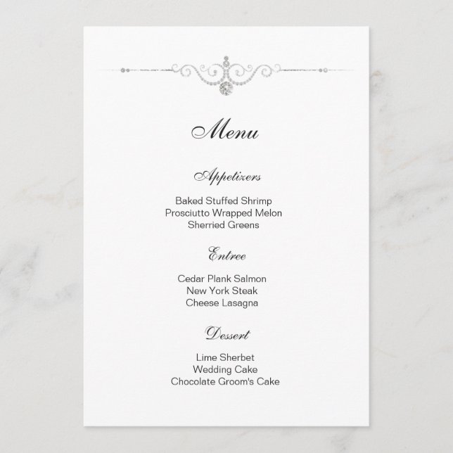 Diamond Accent Menu Card (Front)