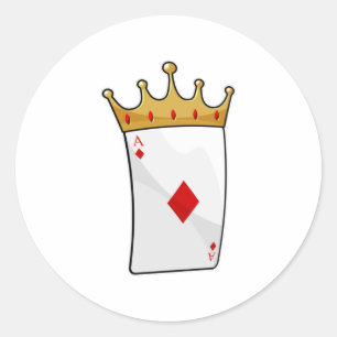 Diamond Ace with King Crown Classic Round Sticker