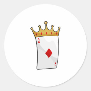 Diamond Ace with King Crown Classic Round Sticker