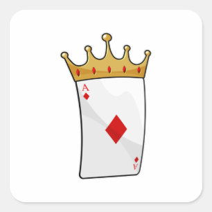 Diamond Ace with King Crown Square Sticker