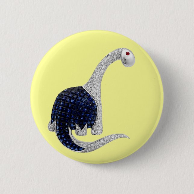 Diamond and Emerald Dinosaur 6 Cm Round Badge (Front)