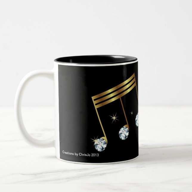 Diamond and Gold Musical Note Mug Design (Left)