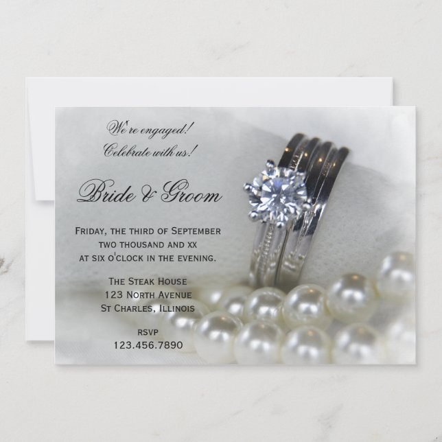 Diamond and Pearls Engagement Party Invitation (Front)