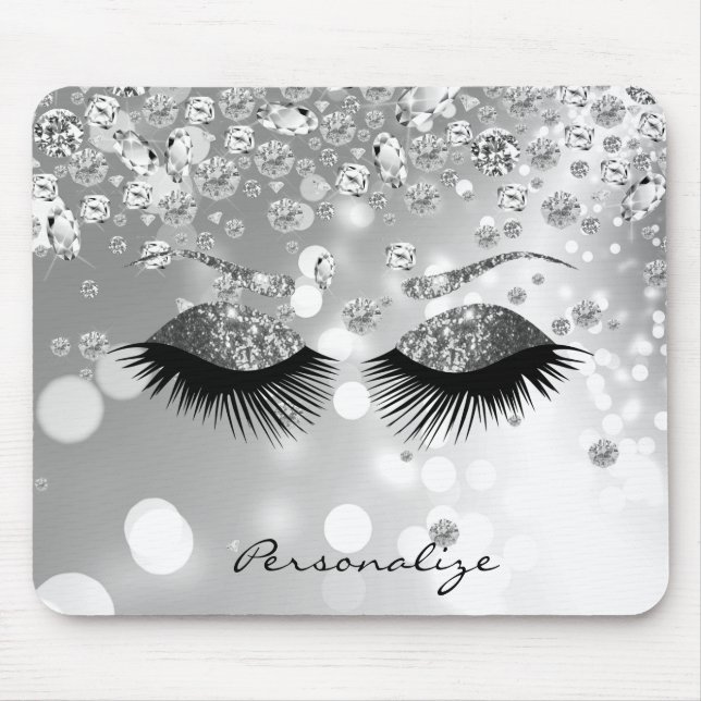 Diamond and Silver Glitter Eyes Mouse Pad (Front)