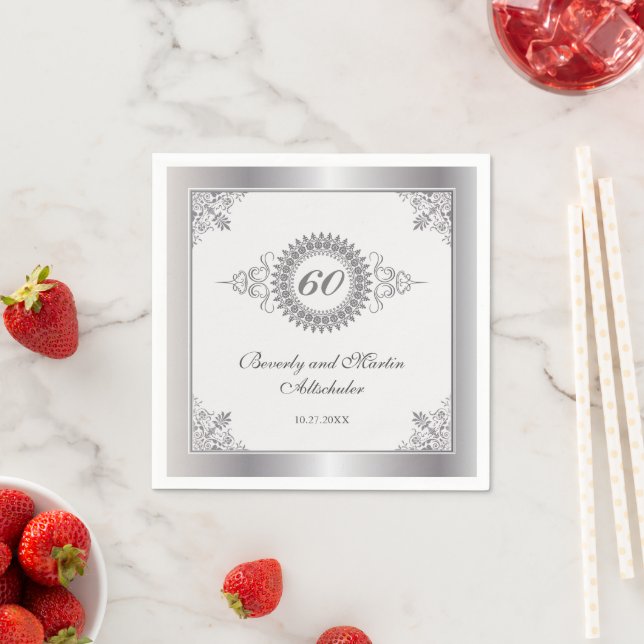 Diamond Anniversary Medallion Party Napkin (Insitu)