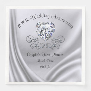 Diamond Anniversary Napkins, 10th 70th 75th 60th Napkin