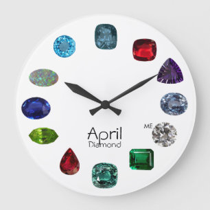 Diamond, April Birthstone Large Clock