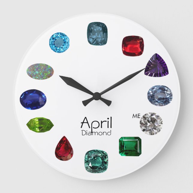 Diamond, April Birthstone Large Clock (Front)