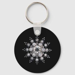 Diamond April Crystal Birthstone Snowflake Jewel  Key Ring