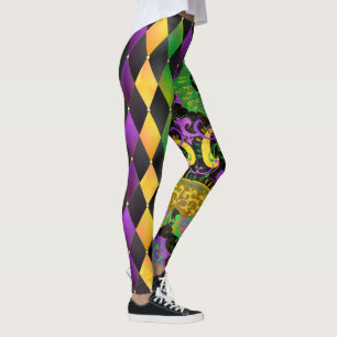Diamond Argyle Mardi Gras Colors Dragon Leggings