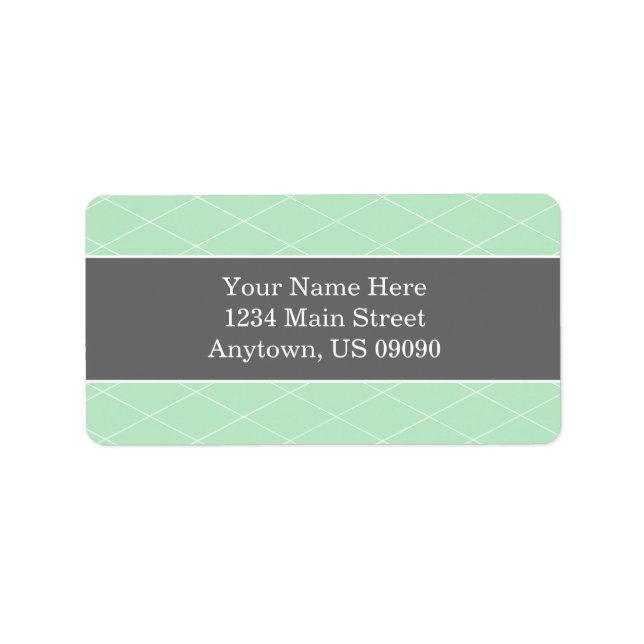 Diamond Background Address Labels (Mint / Grey) (Front)