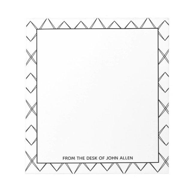 Diamond Black and White Notepad (Personalise) (Front)