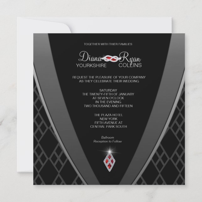 Diamond Black Tie Invitation (Back)
